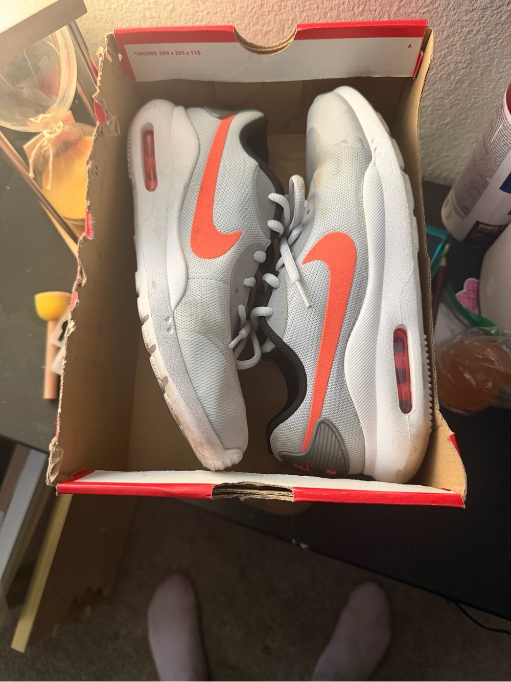 Nike Lightweight Mesh Sneaker - White & Orange Swoosh